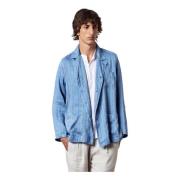 Linnen/Zijden Shirt Jas Massimo Alba , Blue , Heren