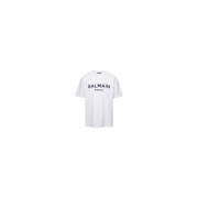 Klassiek Logo Print T-Shirt Balmain , White , Dames