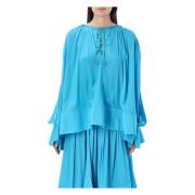 Oversized Shirt met Draperie Lanvin , Blue , Dames