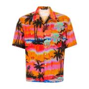 Bedrukte viscose shirt Palm Angels , Multicolor , Heren