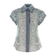 Linnen shirt met print Zimmermann , Blue , Dames