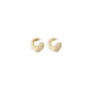 Gouden rubberen oorbellen met gegraveerd logo Sunnei , Beige , Dames
