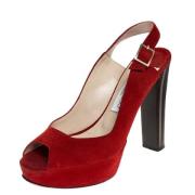 Pre-owned Suede sandals Jimmy Choo Pre-owned , Red , Dames