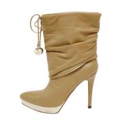 Pre-owned Leather boots Gucci Vintage , Beige , Dames