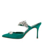 Pre-owned Satin mules Manolo Blahnik Pre-owned , Green , Dames