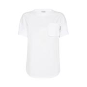 Wit Katoenen Crew-Neck T-Shirt Brunello Cucinelli , White , Dames