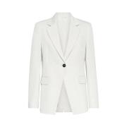 Witte Gabardine Blazer met Reverskraag Brunello Cucinelli , White , Da...