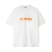 Geborduurd Logo T-Shirt Sunnei , White , Heren