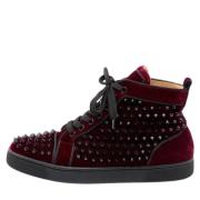 Pre-owned Velvet sneakers Christian Louboutin Pre-owned , Red , Dames
