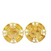 Pre-owned Metal earrings Chanel Vintage , Yellow , Dames