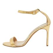 Pre-owned Leather sandals Manolo Blahnik Pre-owned , Yellow , Dames