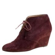 Pre-owned Suede boots Christian Louboutin Pre-owned , Red , Dames