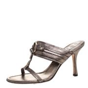 Pre-owned Leather sandals Dior Vintage , Gray , Dames