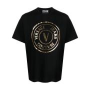 Zwart T-shirt met folieprint Versace Jeans Couture , Black , Heren