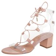 Pre-owned Leather sandals Aquazzura Pre-owned , Beige , Dames