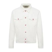 Witte Denim Jas met Rode Knopen Kiton , White , Heren