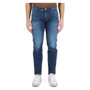 Slim Fit Bio Jeans met Vijf Zakken Replay , Blue , Heren