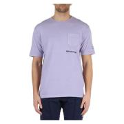 Katoenen T-shirt met Voorzakje Replay , Purple , Heren