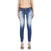 Blauwe Jennifer Jeans met Medium Rode Vlekken Dsquared2 , Blue , Dames