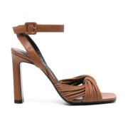 Bruine Leren Hoge Hak Sandalen Sergio Rossi , Brown , Dames