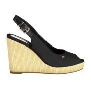 Zwarte katoenen sandaal Tommy Hilfiger , Black , Dames