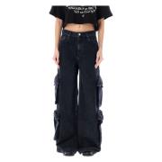 Baggy Cargo Denim Broek Amiri , Black , Dames