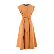 Mouwloze katoenen jurk met ceintuur Antonelli Firenze , Orange , Dames
