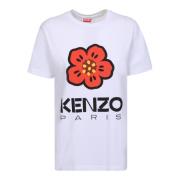 Bloemenprint Ronde Hals T-shirt Kenzo , White , Dames