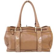 Pre-owned Leather handbags Burberry Vintage , Brown , Dames