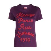 Logo-Print Katoenen T-Shirt Kenzo , Purple , Dames