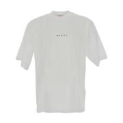 Katoenen Logo T-Shirt Marni , White , Heren