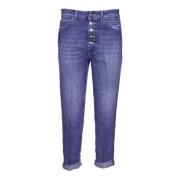 Blauwe Denim Jeans met Juwelenknoop Dondup , Blue , Dames