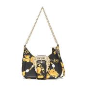 Zwarte Barok Print Hobo Schoudertas met Afneembare Band Versace Jeans ...