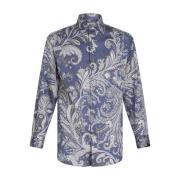 Grijze Roma Shirt met Amoebaprint Etro , Blue , Heren