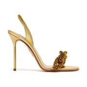 Gouden Kettingband Sandaal met Strass Aquazzura , Yellow , Dames