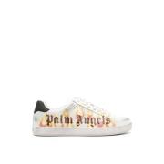 Flame Logo Sneakers in Wit/Geel Palm Angels , White , Heren
