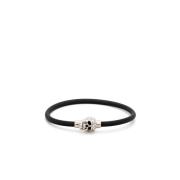 Zwart Skull Charm Koord Armband Alexander McQueen , Black , Heren