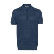 Linnen/zijden poloshirt Corneliani , Blue , Heren