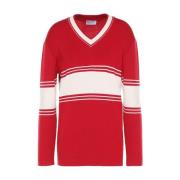 Luxe V-hals gebreide trui in rood RED Valentino , Red , Dames