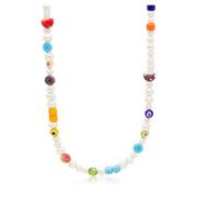 Men's Pearl Choker with Playful Glass Beads Nialaya , Multicolor , Her...