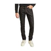 Hoge taps toelopende jeans in indigo Momotaro Jeans , Black , Heren