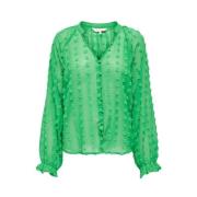 Dobby Life Button Top Only , Green , Dames