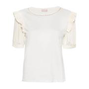 Dames T-shirt met Ruches en Strass Liu Jo , White , Dames