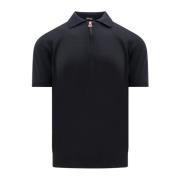 Zwarte T-shirt met korte mouwen en halve rits Kiton , Black , Heren