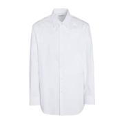 Witte Katoenen Geborduurde Overhemd Valentino , White , Heren
