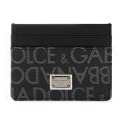 Zwarte leren kaarthouder Dolce & Gabbana , Black , Heren