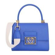 Blauwe Saffier Dames Tas met Fancy Heart Logo Love Moschino , Blue , D...