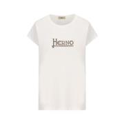 Logo Detail Crew Neck T-shirts en Polos Herno , White , Dames
