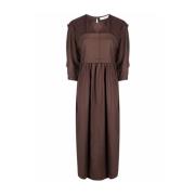 Elegant Midi Dress for Modern Woman Tela , Brown , Dames