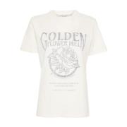 Versleten Logo Print T-shirts en Polos Golden Goose , White , Dames